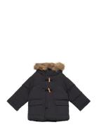 Quilted Coat With Fur-Effect Hood Outerwear Jackets & Coats Winter Jackets Black Mango