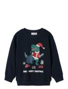 Nmmvismas Ls Nreg Sweat Bru Tops Sweatshirts & Hoodies Sweatshirts Navy Name It