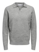 Onsraymond Reg 12 Resort Knit Tops Polos Long-sleeved Grey ONLY & SONS