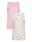 Undershirt 2-Pack Tops T-shirts Sleeveless Pink CeLaVi