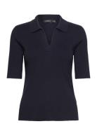 Rib-Knit Cotton-Blend Polo Sweater Tops T-shirts & Tops Polos Navy Lauren Ralph Lauren