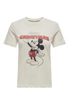 Onlmickey Life Reg S/S Top Box Xmas Jrs Tops T-shirts & Tops Short-sleeved Cream ONLY