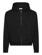 Boxy Midweight Zip Hoodie Tops Sweatshirts & Hoodies Hoodies Black Weekday