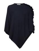 Odettecr Poncho Tops Knitwear Ponchos Navy Cream