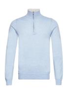 Man Half Zip Designers Knitwear Half Zip Jumpers Blue Davida Cashmere