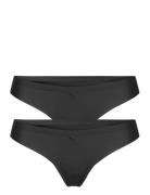 Puma Women Seamless String 2P Pack Sport Panties Thong Black PUMA