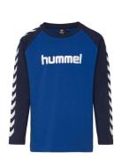 Hmlboys T-Shirt L/S Sport T-shirts Long-sleeved T-Skjorte Blue Hummel