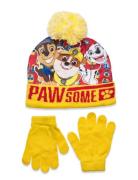 Set Cap + Glooves Accessories Headwear Hats Winter Hats Yellow Paw Patrol