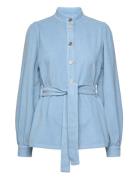 Corduroy Shirt With Belt Designers Shirts Long-sleeved Blue Stella Nova