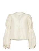 Zoey Double Pouf Sleeve Blouse Designers Blouses Long-sleeved Cream Malina