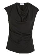 Recycled Cdc Draped Top Designers Blouses Short-sleeved Black Calvin Klein