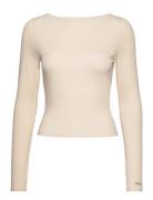 Ease Ribbed Long Sleeve Top Sport T-shirts & Tops Long-sleeved Cream Aim´n