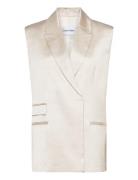 Shiny Viscose Tailored Vest Blazers Sleeveless Blazers White Calvin Klein