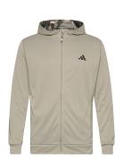 Adidas Train Essentials Camo Full Zip Hoodie Sport Sport Clothing Sport Sweatshirts & Hoodies Sport Hoodies Khaki Green Adidas Performance