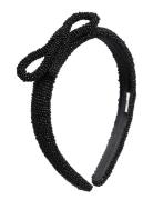 Bow Slim Beaded Hairbrace Accessories Hair Accessories Hair Band Black Becksöndergaard