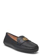 Barnsbury Pebbled Leather Driver Shoes Flat Loafers Black Lauren Ralph Lauren