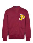 Slub Fleece Letterman Cardigan Tops Knitwear Cardigans Burgundy Polo Ralph Lauren