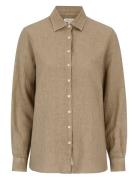 Elsa Linen Shirt Tops Shirts Linen Shirts Brown Newhouse