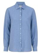 Elsa Linen Shirt Tops Shirts Linen Shirts Blue Newhouse