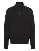 Wblass Wool Half-Zip Designers Knitwear Half Zip Jumpers Black Woodbird