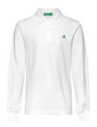 L/S Polo Shirt Tops T-shirts Polo Shirts Long-sleeved Polo Shirts White United Colors Of Benetton