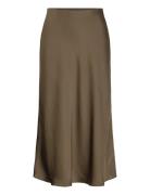 Satin Charmeuse Midi Skirt Skirts Knee-length & Midi Skirts Khaki Green Lauren Ralph Lauren