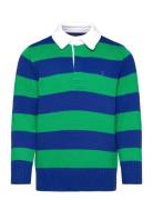 Striped Cotton Rugby Sweater Tops T-shirts Polo Shirts Long-sleeved Polo Shirts Blue Ralph Lauren Kids