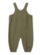 Olive Muslin Dungarees Baby Bottoms Dungarees Khaki Green Garbo&Friends