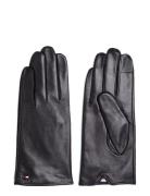 Essential Flag Leather Gloves Accessories Gloves Finger Gloves Black Tommy Hilfiger