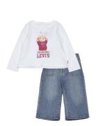 Levi's® Bear Tee And Wide Denim Pants Set Sets Sets With Long-sleeved T-shirt White Levi's