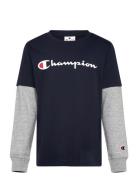 Long Sleeve T-Shirt Sport T-shirts Long-sleeved T-Skjorte Navy Champion