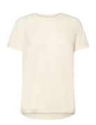 Lizzy W Slub S/S Tee Sport Sport Clothing Sports Tops & T-shirts Sport T-Skjorte Beige Athlecia