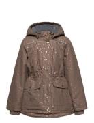 Polyester Girls Jacket - Glitter Outerwear Snow-ski Clothing Snow-ski Jacket Brown Mikk-line