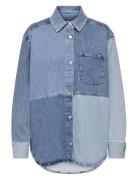 Onlsanina Ls Rework Ovs Dnm Shirt Cro Tops Shirts Denim Shirts Blue ONLY