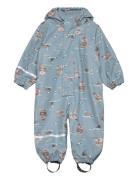 Rainwear Suit - Aop, W. Fleece Outerwear Coveralls Rainwear Coveralls Blue CeLaVi