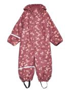 Rainwear Suit - Aop, W. Fleece Outerwear Coveralls Rainwear Coveralls Burgundy CeLaVi