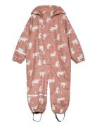 Rainwear Suit - Aop, W. Fleece Outerwear Coveralls Rainwear Coveralls Pink CeLaVi