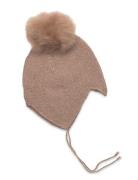 Bonnet Wool Knit Alpaca Pompom Accessories Headwear Hats Winter Hats Beige Huttelihut