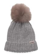 Hat Knit W. Alpaca Pompom Accessories Headwear Hats Winter Hats Grey Huttelihut