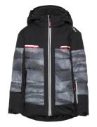 Kid Jacket Snaps Hood Outerwear Snow-ski Clothing Snow-ski Jacket Black CMP