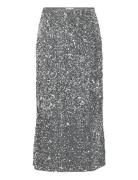 Vifaith Hw Midi Sequin Skirt/Vol Skirts Knee-length & Midi Skirts Silver Vila