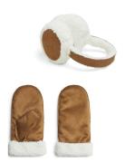 Pcrunna Earmuffs & Mittens Set Bc Accessories Gloves Thumb Gloves Brown Pieces