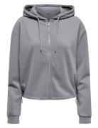 Onpblow Life Hood Fz Ls Short Brush Swt Sport Women Sport Clothing Sport Sweatshirts & Hoodies Sport Hoodies Grey Only Play