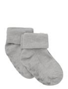 Baby Rib Sock W. Abs  Strømper Non-slip Grey Minymo