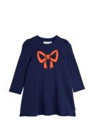 Bow Application Sweatdress Dresses & Skirts Dresses Casual Dresses Long-sleeved Casual Dresses Navy Mini Rodini