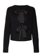 Objparvi Sateen Bow Knit Cardigan Div Tops Knitwear Cardigans Black Object