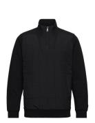 Hybrid Quilted Quarter Zip Sweatshirt Tops Sweatshirts & Hoodies Sweatshirts Black Lyle & Scott