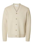 Slhcody Ls Knit Relaxed Cardigan Tops Knitwear Cardigans Cream Selected Homme