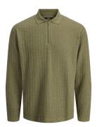 Jprblaethan Ls Zip Polo Styd Aw24 Tops Knitwear Long Sleeve Knitted Polos Green Jack & J S