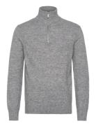 Slhrai Ls Knit Half Zip Tops Knitwear Half Zip Jumpers Grey Selected Homme